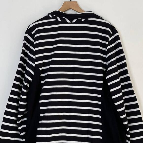 NEW Karen Scott Notch Collar Zip-Front Black White Stripe Jacket Women's Plus 3X - Picture 7 of 10